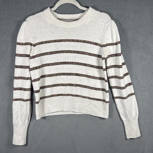 Brochu Walker Danon Taos Stripe Crew‎ Sweater Size Medium Women Linen Blend - Picture 1 of 9